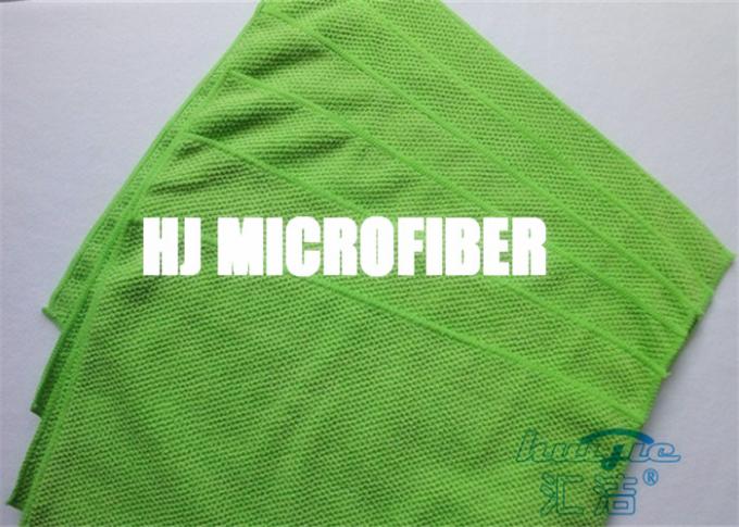 強い吸収の緑ポリエステル/ポリアミドの大きい真珠のジャカード パターン Microfiber の清拭布