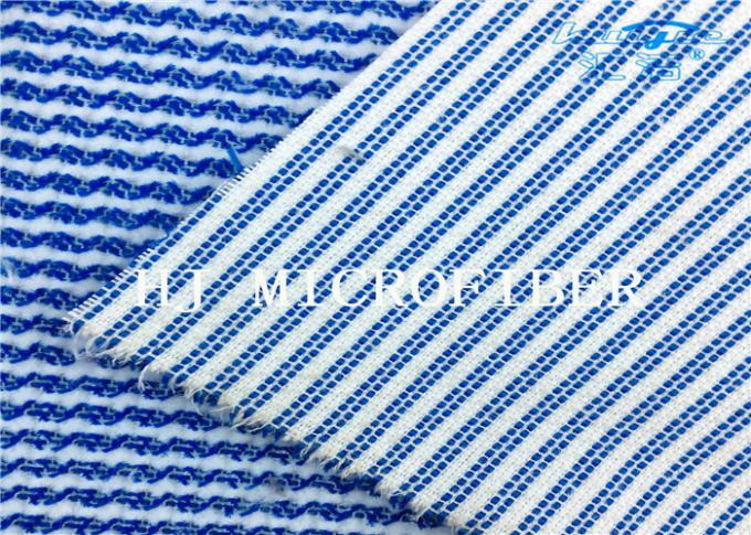青い混合された白い色のMicrofiberテリー織の布地堅いワイヤー清拭布の生地