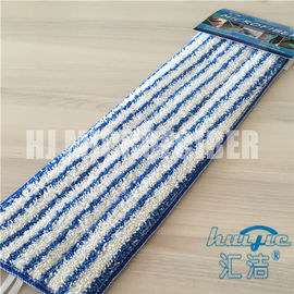 白い混合された青い色の縞のMicrofiberのぬれたモップのパッドの平らな結め換え品はHuijieの製造者を拭きます