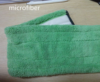 白いヴェルクロぬれたモップのパッドを支持するMicrofiberの塵モップ13*51cmの折目の緑の珊瑚の羊毛