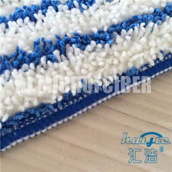 白い混合された青い色の縞のMicrofiberのぬれたモップのパッドの平らな結め換え品はHuijieの製造者を拭きます