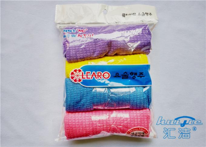 窓拭きのための 4P 格子縞の世帯の マイクロファイバー の布、紫色の清拭布