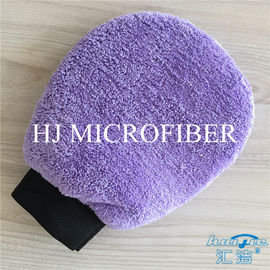 紫色のMicrofiber極度の吸収性車の清拭布タオルの珊瑚の羊毛車手の手袋