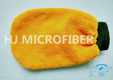 オレンジ珊瑚の羊毛の マイクロファイバー のカー ウォッシュのミット 80% ポリエステル 4.4&quot; x 8.8&quot;